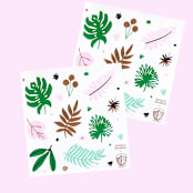 "Tropicale Stickers - Set of 4" - Party Favors in green by Jollity and Co