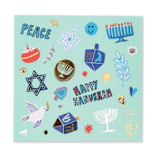 "Festival of Lights Stickers - Set of 4" - Party Favors in blue by Jollity and Co