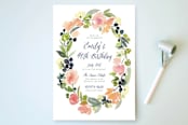 "Watercolor Wreath" - Party Invitations in Grapefruit by Yao Cheng Design - Front