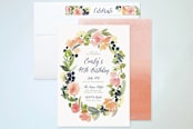 "Watercolor Wreath" - Party Invitations in Grapefruit by Yao Cheng Design - Assembled