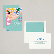 "At the pool" - Party Invitations in Aqua by Vera Lim - Assembled