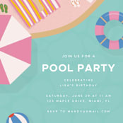 "At the pool" - Party Invitations in Aqua by Vera Lim - Detail