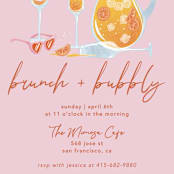 "Brunch and Bubbly" - Party Invitations in Coral by Stephanie Acedillo - Detail