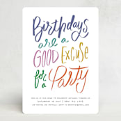 "Good excuses" - Party Invitations in Rainbow by Inkblot Design - Front