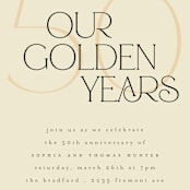 "Golden Years" - Party Invitations in Almond by Morgan Kendall - Detail