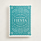 "Papel Picado Fiesta" - Party Invitations in Teal by Hooray Creative - Front