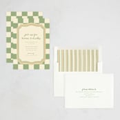 "Checkered China" - Party Invitations in Sage by Robert and Stella - Assembled