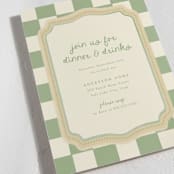 "Checkered China" - Party Invitations in Sage by Robert and Stella - Detail