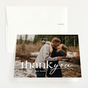 "Three to be" - Pregnancy Announcement Thank You Cards in Flour by Lea Delaveris - Front