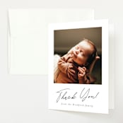 "Signed By Us" - Pregnancy Announcement Thank You Cards in Moon by Nicole Walsh - Front