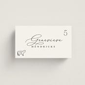 "Chic Script" - Place Cards - Beef in Ink by Hooray Creative - Front with Free Guest Printing