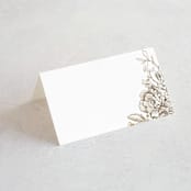 "Engraved Flowers" - Place Cards in Gold by Phrosné Barwood - Blank front