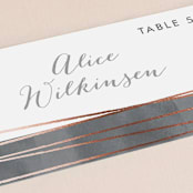 "Geo Chic" - Place Cards in Charcoal by Hooray Creative - Detail