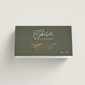 "Leaves" - Place Cards in Moss by Kelly Schmidt - Folded with Free Guest Printing