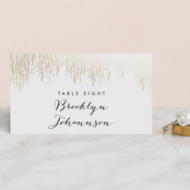 "Sparkle + Shine" - Place Cards in Snow by Kristie Kern - Front with Free Guest Printing
