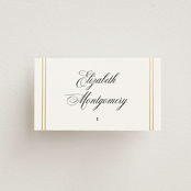 "Scripted Striped" - Place Cards in Silk by Carolyn MacLaren - Front with Free Guest Printing