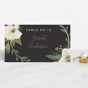 "Garden Blooms" - Place Cards in Ivory by Susan Moyal - Front with Free Guest Printing