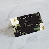 "Garden Blooms" - Place Cards in Ivory by Susan Moyal - Folded with Free Guest Printing