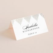 "Deco Fan Border" - Place Cards in Classic White by Kelly Schmidt - Folded with Free Guest Printing
