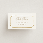 "Monogram in Leaves" - Place Cards in Pearl by Leah Bisch - Front with Free Guest Printing