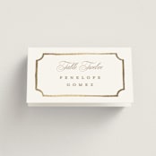 "Monogram in Leaves" - Place Cards in Pearl by Leah Bisch - Folded with Free Guest Printing