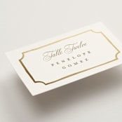 "Monogram in Leaves" - Place Cards in Pearl by Leah Bisch - Detail