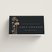 "Nouveau flowers" - Place Cards in Navy by Ana de Sousa - Folded with Free Guest Printing