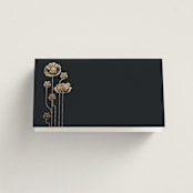 "Nouveau flowers" - Place Cards in Navy by Ana de Sousa - Blank front