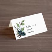 "Soft Greenery" - Place Cards in Twilight by Susan Moyal - Folded with Free Guest Printing