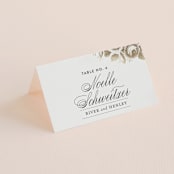 "Beloved" - Place Cards in Mist by Design Lotus - Folded with Free Guest Printing