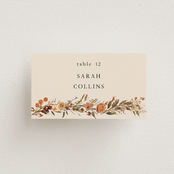 "Monogrammed Floral" - Place Cards in Harvest by Susan Moyal - Front with Free Guest Printing