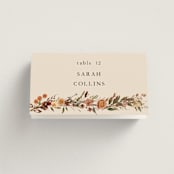 "Monogrammed Floral" - Place Cards in Harvest by Susan Moyal - Folded with Free Guest Printing