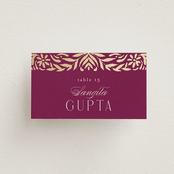 "Amber Palace" - Place Cards in Garnet by Chris Griffith - Front with Free Guest Printing