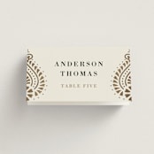 "Henna Stamp" - Place Cards in Champagne by Oma N. Ramkhelawan - Folded with Free Guest Printing