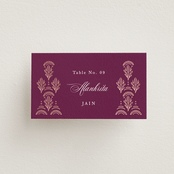 "Zardozi" - Place Cards in Amethyst by Mansi Verma - Front with Free Guest Printing