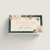 "Auspicious Peonies" - Place Cards in Evergreen by fatfatin - Folded with Free Guest Printing
