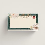 "Auspicious Peonies" - Place Cards in Evergreen by fatfatin - Blank front