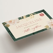 "Auspicious Peonies" - Place Cards in Evergreen by fatfatin - Detail