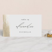 "Brushed Accent" - Place Cards in Classic White by Kelly Schmidt - Front with Free Guest Printing