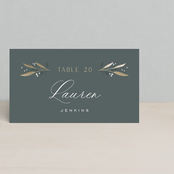 "Gilded" - Place Cards in Slate by Leah Bisch - Front with Free Guest Printing