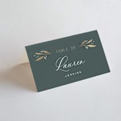 "Gilded" - Place Cards in Slate by Leah Bisch - Folded with Free Guest Printing