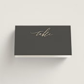 "Over Monogram" - Place Cards in Stormy by Jessica Williams - Blank front