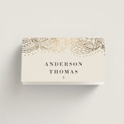 "Elegant Henna" - Place Cards in Champagne by Oma N. Ramkhelawan - Folded with Free Guest Printing