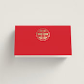"HAPPINESS x 2" - Place Cards in Ruby by Melanie Kosuge - Blank front