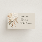 "Botanical Edge" - Place Cards in Latte by Susan Moyal - Front with Free Guest Printing