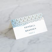 "Sea Crest" - Place Cards in Turquoise by Kaydi Bishop - Folded with Free Guest Printing
