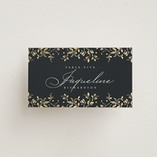 "Regency Grace" - Place Cards in Onyx by Ana de Sousa - Front with Free Guest Printing