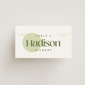 "News!" - Place Cards in Kiwi by Claudia Orengo - Front with Free Guest Printing