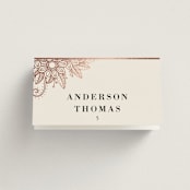 "Mandala Corners" - Place Cards in Peony by Oma N. Ramkhelawan - Folded with Free Guest Printing