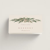 "Winter Garland" - Place Cards in Latte by Leah Bisch - Folded with Free Guest Printing